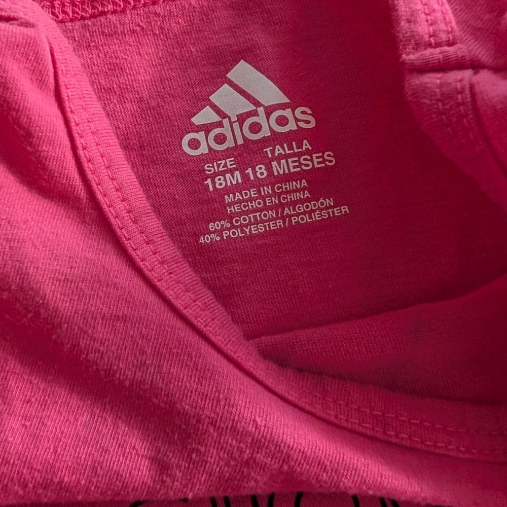 Adidas Girls Toddler 2-Piece T-shirt Shorts Set, Pink/Black - 18 Months - Picture 6 of 7